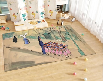 Madeline Ludwig Bemelmans,home decor,bamboo rug,washable rug,anti-baterial,christmas gift rug,children&#39;s gift,story art,kids room rug