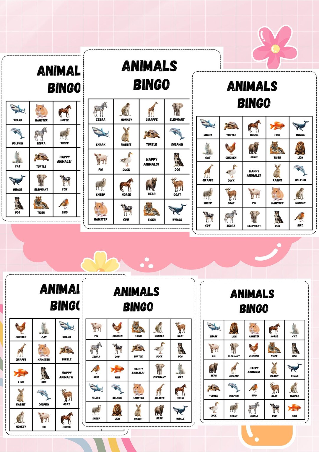 Printable Animal Bingo Game | Fun & Educational Bingo Cards for Kids ...