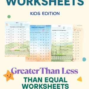 Greater Than Less Than Equal Worksheets | Comparison Math PDF | Printable for Kids | Preschool & 1st Grade