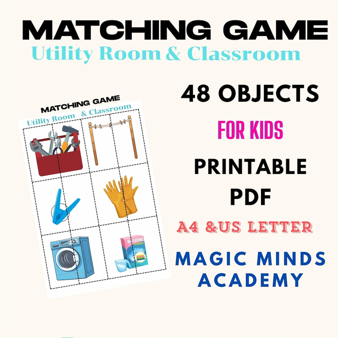 Utility Room and Classroom Matching Game | 48 Object Cards | Printable ...