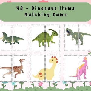 Druckbares Dinosaurier Memory Spiel für Kinder - 48 Karten - Lustige Lernaktivität für Vorschule und Kindergarten