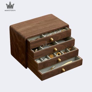 Solid wood jewelry box,Jewelry Box with Drawers Large Capacity,3 Drawer Multiple Compartments, Organizer for Women&#39;s Jewelry Collection