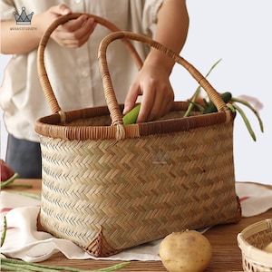 Handwoven Bamboo Basket,Medium,Hand Woven Bamboo Basket,summer decor,decorate for your home,gift for mom,Handmade basket,Sakura BambooBasket