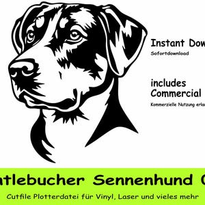 Entlebucher Sennenhund 01 / Mountain Dog Porträt Cutfile svg Clipart schwarz Vektor Grafik Kunst digital svg cut pdf eps png jpg