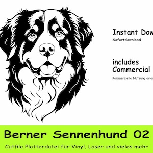 Berner Sennenhund 02 Porträt Cutfile svg Clipart schwarz Vektor Grafik Kunst Kunstwerk Portrait digital svg cut pdf eps png jpg