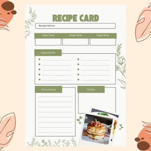 Simple Recipe Card Template | Editable and Printable | A4/US letter | Canva Template