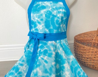 Turquoise Swirl Personalized Kids Apron