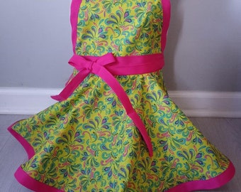 Lime and Pink Kids Apron  Print Ready to Ship