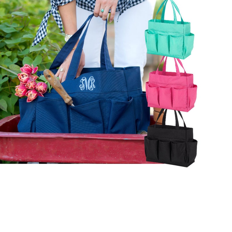 Personalized Garden Tote Tote Bag with outside pockets Gift Etsy