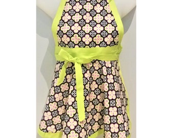 Discounted Black and Lime girls apron, ready to ship