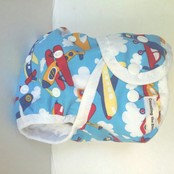 One Size AI2 Cloth Diaper or cloth diaper cover, airplane cloth diaper