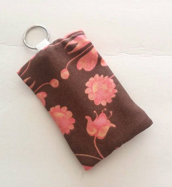 Pink and Brown Tiny Pouch Key Ring Coin Pouch Key Ring 