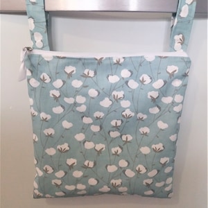 Blue Cotton Kitchen Wet Bag or Swim Bag or Cloth Diaper Bag
