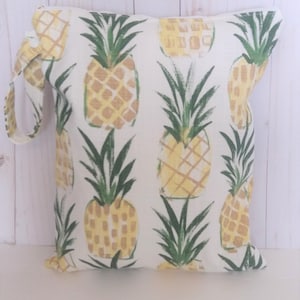 Pineapple Waterproof Bag, washable swimsuit bag, wetbag, cloth diaper bag, kitchen wet bag, gym bag, swimsuit bag