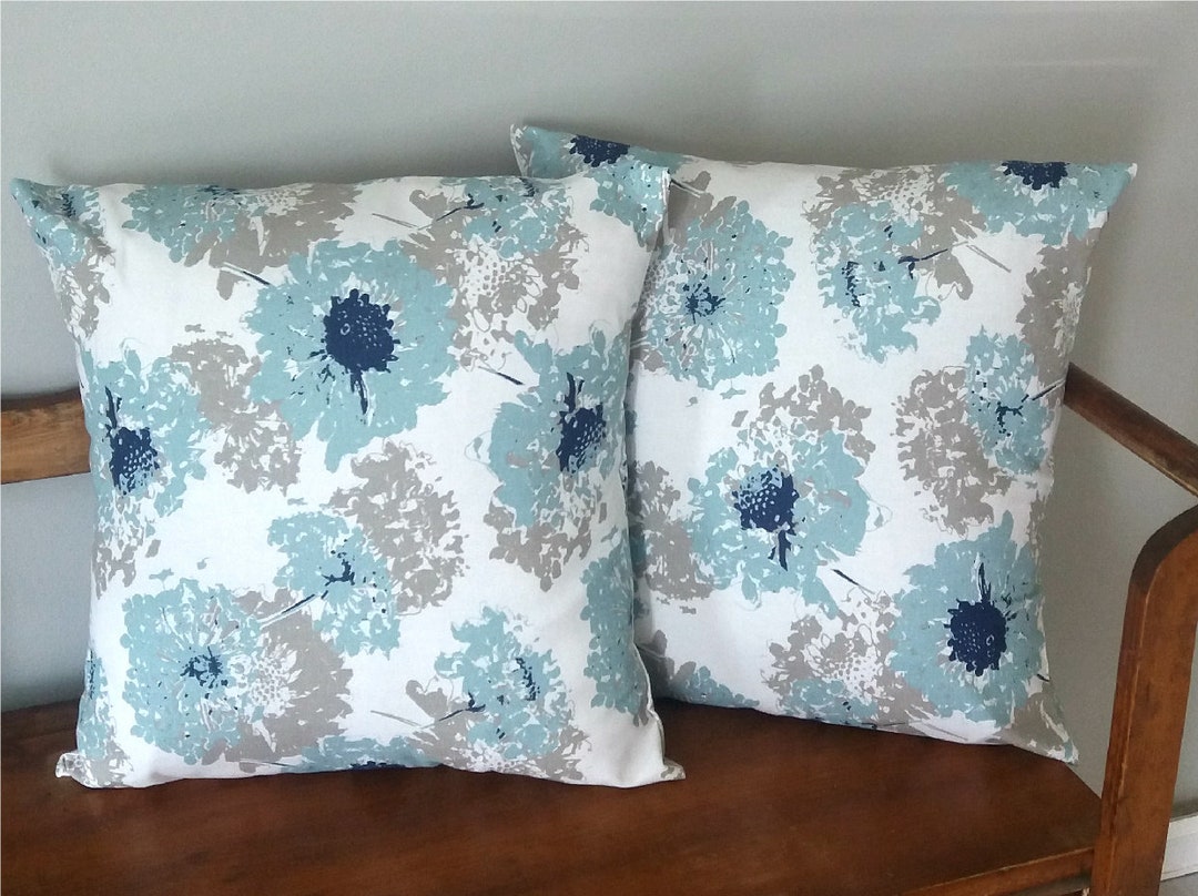 Set of 2 Pillow Covers Blue and Gray Pillow Covers Home Etsy
