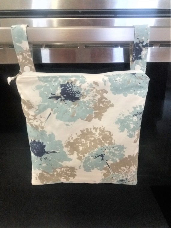 Blue and Gray Wet Bag for Unpaper Towels Kitchen Towel Wet Bag or