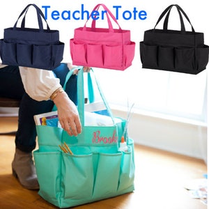 Teacher Tote Bag, Personalized Teacher Gift, Teacher Appreciation, Tote Bag with Pockets, Personalized Tote Bag,
