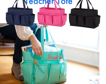 Teacher Tote Bag, Personalized Teacher Gift, Teacher Appreciation, Tote Bag with Pockets, Personalized Tote Bag,