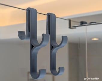 Gancho de Ducha Doble Pulido, Soporte de Toalla para Mampara de Vidrio | Gancho Minimalista para Baño en efecto Mármol y tonos sofisticados.