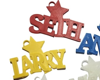 Personalized Name Christmas Ornaments, Star Custom Name, Custom Name Tag, Made to Order