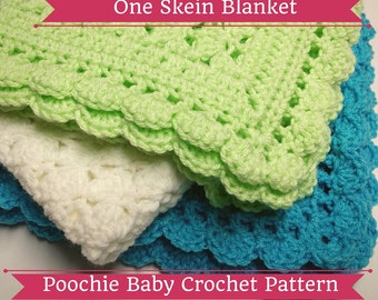 PATTERN - Crochet Baby Blanket Made with One Skein
