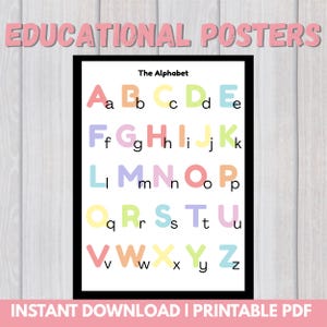 Arte mural educativo para niños / Juego de 7 pósteres imprimibles / Alfabeto, números, colores, formas, días, meses, clima / Decoración infantil