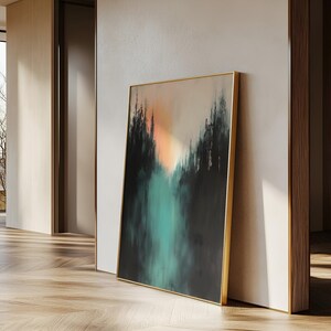 Abstract bos, muurkunstdecor, moderne muurkunst thuis, abstracte kunstafdruk, moderne muurkunst, woonkamerdecor, grote canvaskunst, kunstposters