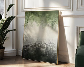 Minimalismo verde, arte abstracto, decoración de arte de pared, arte de pared moderno, impresión de arte abstracto, arte moderno para el hogar, arte de dormitorio, arte de lienzo grande