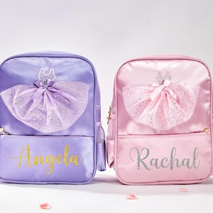 Personalisierung Rosa Lila Tanztasche für Mädchen, Ballerina-Tanzrucksack, Benutzerdefinierte Name Duffle Bag für Kind, Kleinkindgeschenke, Weihnachtsgeschenk für Mädchen