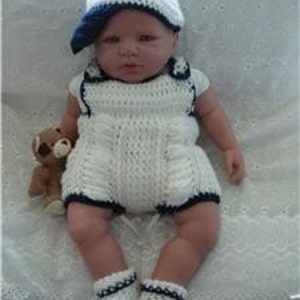 Baby Crochet Pattern Cardigan, Dungarees, Socks and Baseball Cap Jack image 2