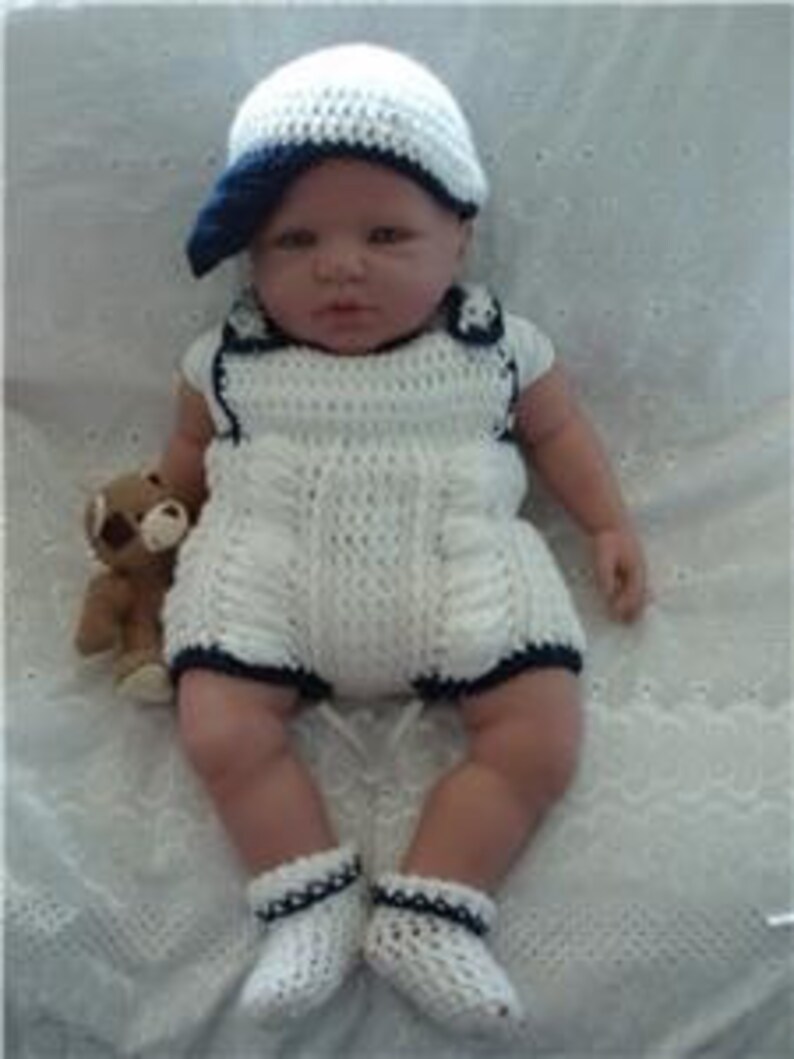 Baby Crochet Pattern Cardigan, Dungarees, Socks and Baseball Cap Jack image 2