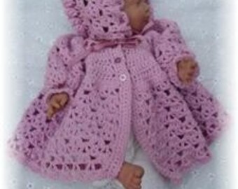 Baby Newborn Crochet Pattern Jacket and Bonnet - Emily