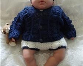 Baby Crochet Pattern Cardigan, Dungarees, Socks and Baseball Cap - Jack