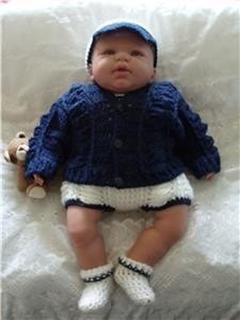 Baby Crochet Pattern Cardigan, Dungarees, Socks and Baseball Cap Jack image 1