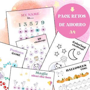 Puede incluir: Un conjunto de hojas de actividades imprimibles para niños con temática de Halloween. Las hojas incluyen un juego de pociones, un desafío de colorear, un juego de cerrar la caja mágica y un juego de nombres. Las hojas están diseñadas para papel A4.