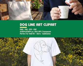 Minimalist Dog Line Art Clipart - png svg eps pdf (Digital Download)