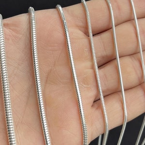 925 Sterling Silver Round Snake Chain, Layered Round Snake Chain, Italian Chain, Chain for Women and Men, Handmade Snake Chain Necklace