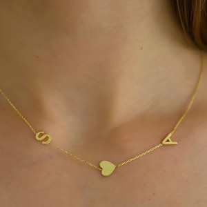 Collar con inicial en forma de corazón en plata de ley 925, collar con letra personalizada, collar con inicial en forma de corazón, collar con inicial personalizado