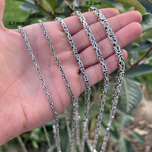 Sterling Silver Byzantine Chain Necklace, Handmade Square Byzantine Chain, Oxidized Bali Chain, Viking Chain, 925 Sterling Silver Chain