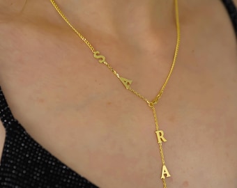 Sterling Silver Lariat Name Necklace, Personalized Initial Y Necklace