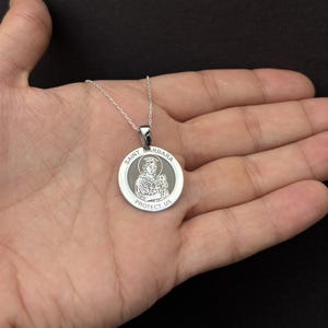 925 Sterling Silver Saint Barbara Necklace, St. Barbara Medal, Religious Necklace, Christian Jewelry, Protection Pendant, Baptism Gift
