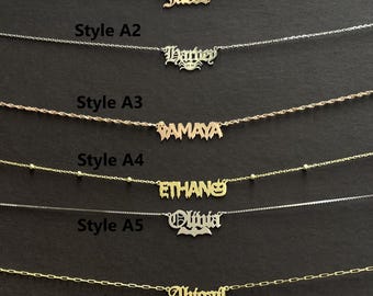 Custom Halloween Name Necklace, Gothic Sterling Silver Pendant