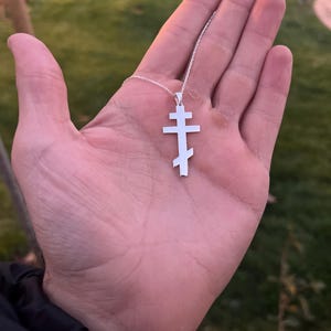 925 Sterling Silver Orthodox Cross Necklace, Religious Pendant Jewelry, Silver Crucifix Necklace, Christian Necklace for Men and Women