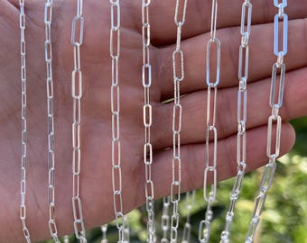 925 Sterling Silver Paperclip Chain, Layering Necklace, Silver Rectangle Link Chain, Chain for Women and Men, Silver Unisex Chain