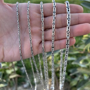 925 Sterling Silver Byzantine Chain Necklace & Bracelet, Round Bali Chain, Oxidized Byzantine Necklace, Viking Necklace, Chain for Men