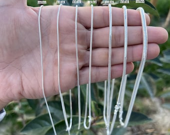 Sterling Silver Snake Chain Necklace, Unisex Round Design