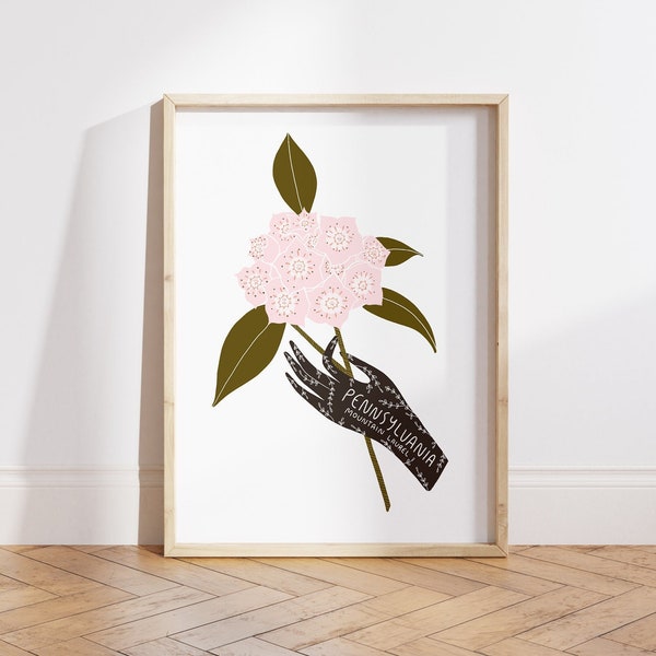 Pennsylvania State Flower Art Print | Pennsylvania Mountain Laurel - State Flower - Pennsylvania State Wall Art - Home Decor