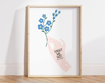 Alaska State Flower Art Print | Alaskan Forget Me Not - State Flower - Alaska State Wall Art - Home Decor