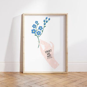 Alaska State Flower Art Print | Alaskan Forget Me Not - State Flower - Alaska State Wall Art - Home Decor