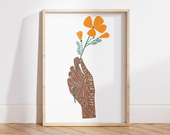 California State Flower Art Print | California Poppy - State Flower - California State Wall Art - Home Decor